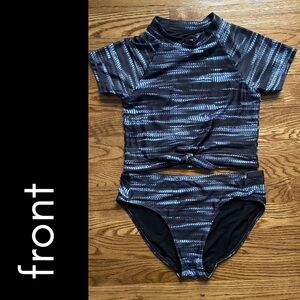 Zella Kids Swim Rashguard Set in Blue and Black